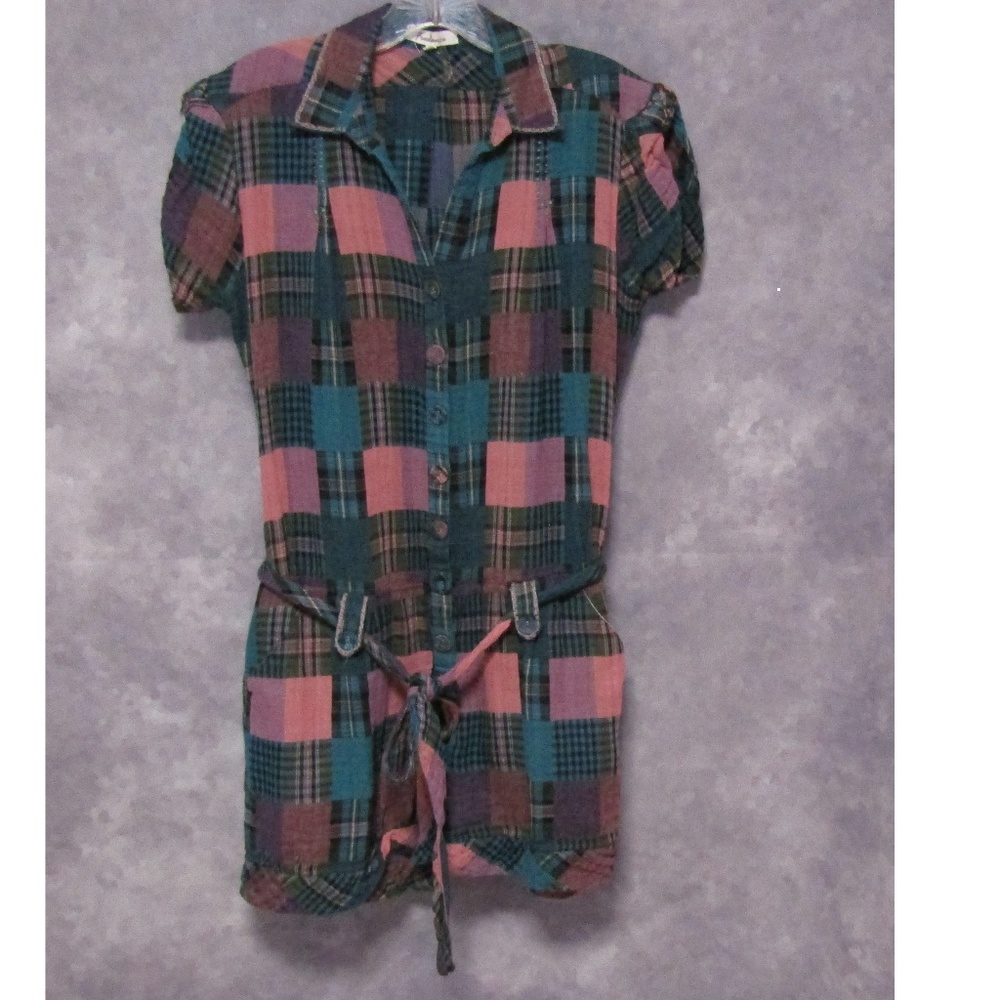 Freelance Blue Pink Plaid Romper Size M